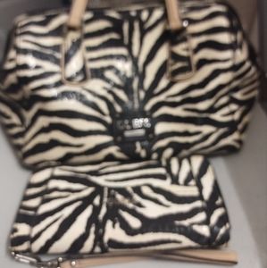 Guess zip up zebra print purse and wallet